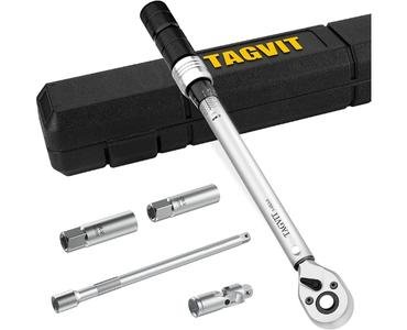 TAGVIT Dual Direction Adjustable Click Torque Wrench Set with Spark Plug Socket